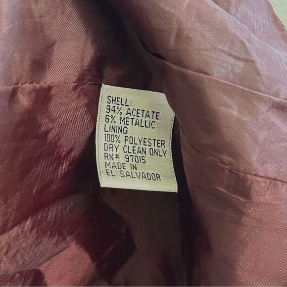 Oleg Cassini Metallic Gold Long Coat Plum Purple Jacket With Pockets Plus Sz 14 - Picture 6 of 6